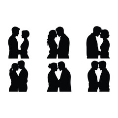 Silhouettes of loving couples