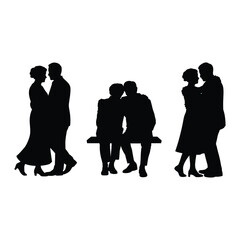Silhouettes of couples in intimate moments