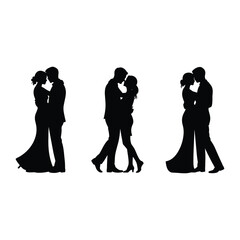 Silhouettes of couples dancing