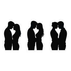 Silhouettes of loving couples
