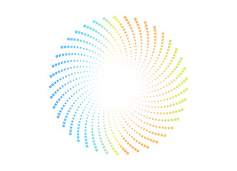 Glowing neon sound wave circle with dotted pattern. Abstract audio spectrum design. Vector template for modern music or tech visuals