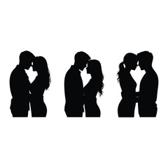 Silhouettes of loving couples