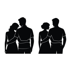 Silhouette of couples embracing