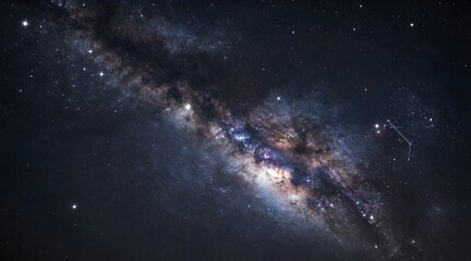Vibrant milky way shines brightly in the dark night sky filled with stars