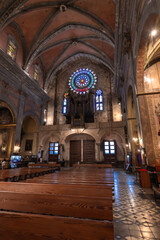 Fototapeta premium Sant Bartomeu de Sóller, Mallorca, Spain. Gothic style cathedral church in Spain.