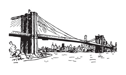 New York, USA. Brooklyn bridge, Travel sketch	
be Illustrator Artwork