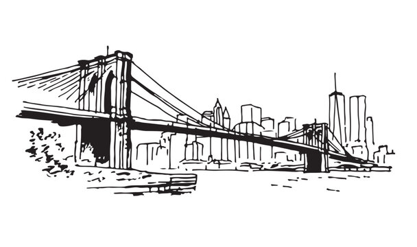 New York, USA. Brooklyn bridge, Travel sketch	
be Illustrator Artwork