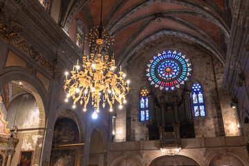Sant Bartomeu de Sóller, Mallorca, Spain. Gothic style cathedral church in Spain.