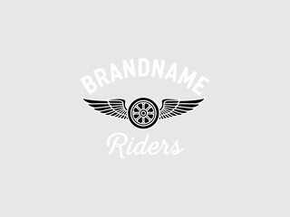 Motorcycle Wheel with Wings Logo Design. © aditya