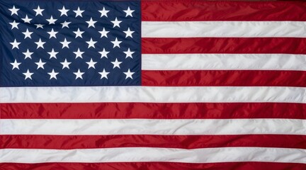 Fototapeta premium Full frame shot of an american flag waving in the breeze to celebrate freedom