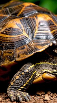 Close Up of Red Footed Tortoise Shell and Leg Walking