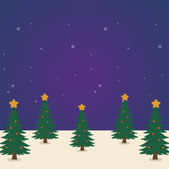 Fototapeta premium Pine Trees Christmas Decoration Elements and Stars Winter.Vector Illustration