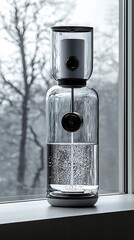 Stylish Water Container and Dispenser Combo Set a Minimalist Shelf With Neutral Background Tones and Organized Layout