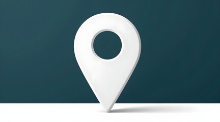 Simple white map pointer stands out against dark teal background
