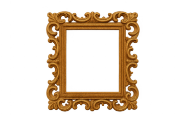 Gold baroque ornate vintage picture frame isolated