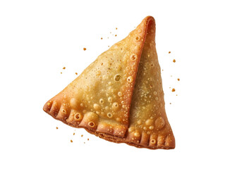 golden fried samosa triangle on white background