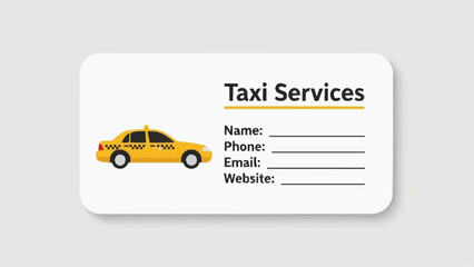 Taxi service business card with yellow cab graphic