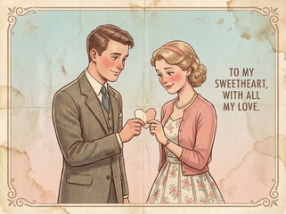 Vintage Valentine's Day card - generative ai