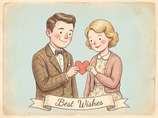 Vintage Valentine's Day card - generative ai