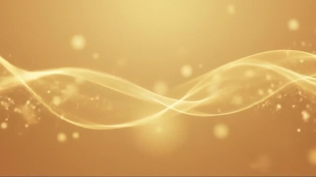Golden waves flowing through a bright, shimmering background with particles and light effects