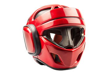 Red mma protective helmet isolated on a transparent background mixed martial arts