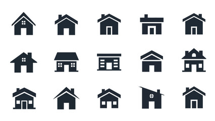 Fototapeta premium Collection of various house icons displayed on a white background