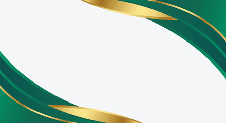 Elegant Green and Gold curve Header Design background suitable for Certificate Templates,Invitation and Professional Presentation