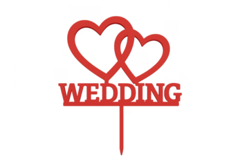 Red wedding cake topper with interlocking hearts