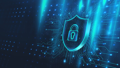 Network security system, neon. Personal data information. Technology services in the field of information and cybersecurity. Internet technologies.