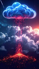 Abstract Cloud Server with Digital Data Leaking from a Security Breach