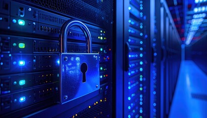 Physical and Digital Security: Locked Server Rack for Data Protection