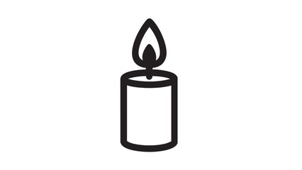 Obraz premium A simple black and white illustration of a candle with a lit flame