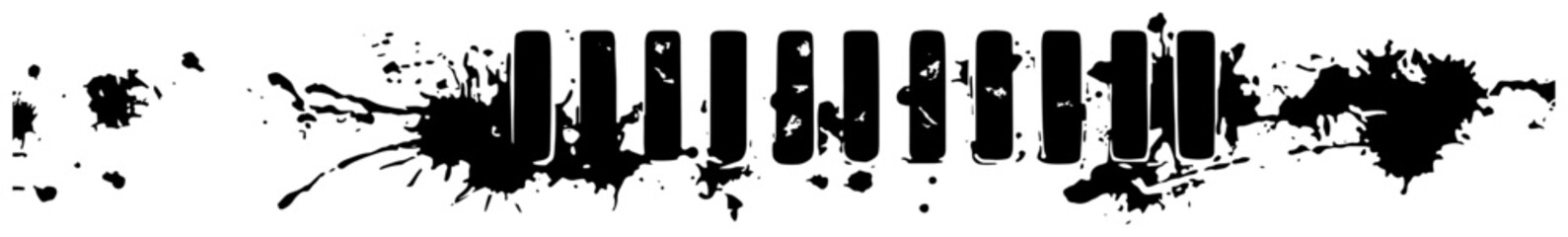 Creative horizontal ink splatter with vertical piano keys pattern © Wuszu