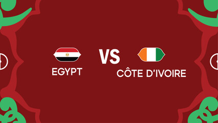 Egypt And Ivory Coast African Nations Morocco 2025 Flags Emblem Teams Countries African Football Logo Design Vector Illustration