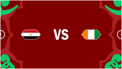 Egypt And Ivory Coast African Nations Morocco 2025 Flags Emblem Teams Countries African Football Design Vector Illustration