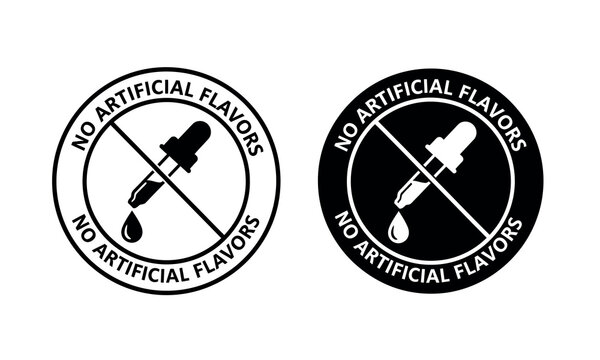 Black and white icons indicating no artificial flavors are used in product