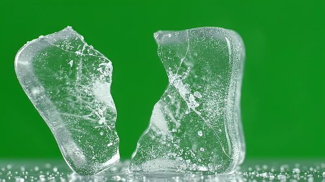 Ice Cubes Breaking and Shattering in Water.