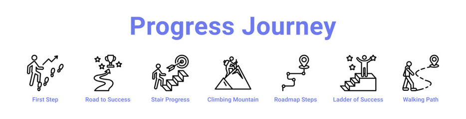 Progress Journey Icon Banner and Collection