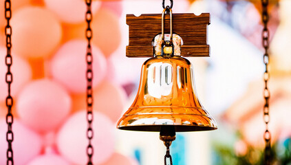 Brass Bell with Wooden Mount and Chain