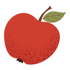 Simple apple illustration. Fresh red apple fruit. Healthy food concept. Minimal flat vector design for interior, poster, cover, banner isolated on white background.