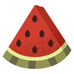 Fresh watermelon fruitSimple watermelon slice illustration. Fresh watermelon fruit. Healthy food concept. Minimal flat vector design for interior, poster, cover, banner. Isolated on white background.