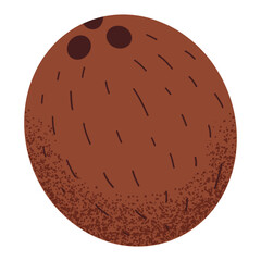 Simple coconut illustration. Fresh coconut fruit. Healthy food concept. Minimal flat vector design for interior, poster, cover, banner. Isolated on white background.