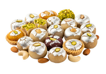 assorted sugar dusted cookies with nuts platter for ramadan eid mubarak