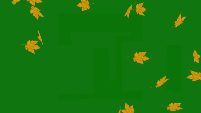 Autumn leaves gently falling against a soft green background, creating a calm seasonal nature scene with natural motion and organic texture.