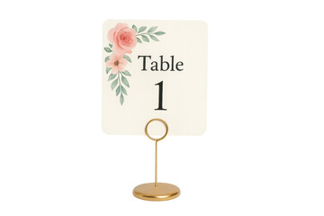 Wedding table number card standing on metal holder
