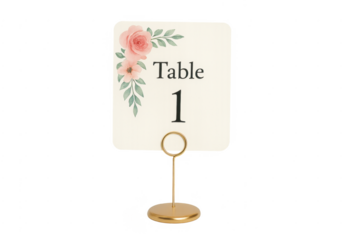 Wedding table number card standing on metal holder