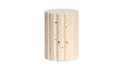 3D render of a tall, cylindrical object with vertical ridges, speckles, and black background