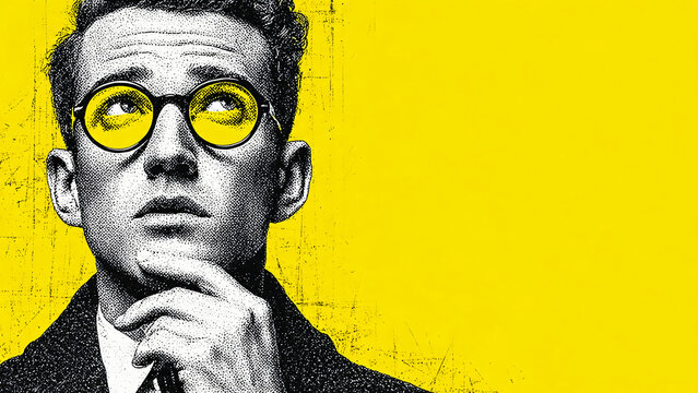 Homme portant des lunettes, se tenant la t&ecirc;te avec la main et se posant des questions