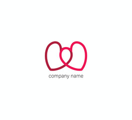 This logo features two elegantly intertwined heart shapes, symbolizing love, unity, and emotional connection. The use of pink and red colors creates a warm and romantic visual impact&mdash;pink representing