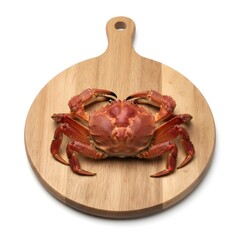 live crab on a wooden tray